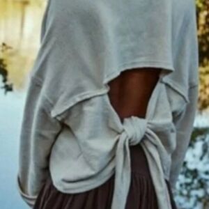 Free People Beach Alyria Cover Up Cream XS Oversized Boho Open Back